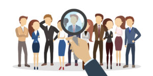 93528306 - searching for new staff from list with magnifying glass.